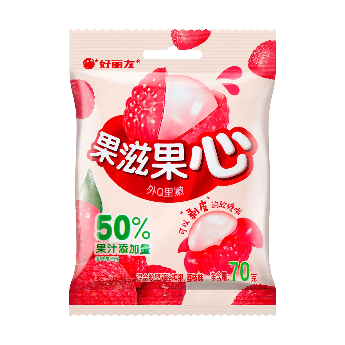 ORION.CN Fruit  Jelly Gummy Candy Lychee Flavor 2.5 oz