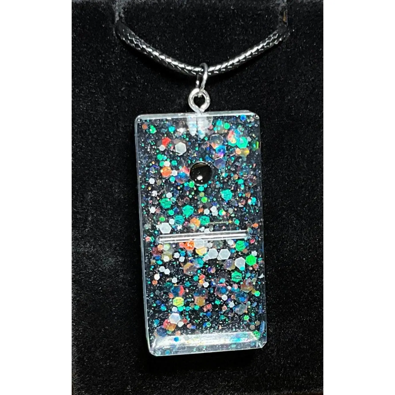 Flawed Domino Necklace with Glow-in-the-Dark Glitter Discounted