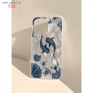 1pc Chiffon Feather, Marine Shell & Whale Pattern Full Coverage TPU Anti-Drop Phone Case, Compatible With iPhone 15 Pro Max 16 14 Plus 13 12 11 Pro Max XSMax X/XS