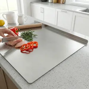 304 Stainless Steel Non-Slip Cutting Board Double-Sided Kitchen Cutting Board for Fruits Vegetables Meats; Non-Stick Surface Easy to Clean Multi-Use Prep Board