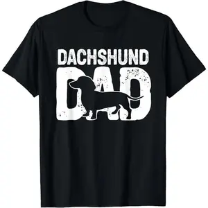 Casual Cotton shortsleeve tees Funny Dachshund Dad Dog Lover Doxie Father Wiener Dog Owner T-Shirt