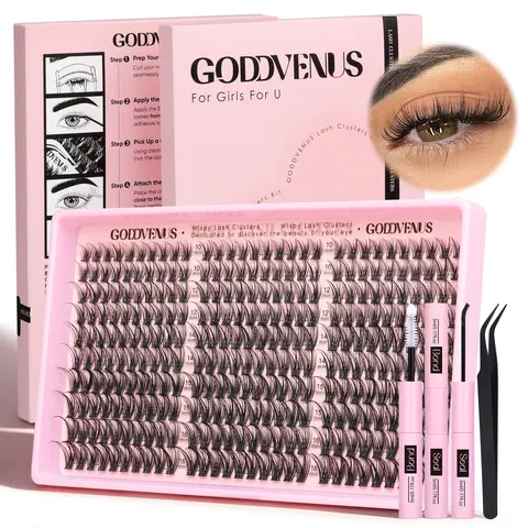 Goddvenus Muselash Clusters Kit Natural DIY Extension 10-16mm for Clean Makeup Daily Flawless Look Lightweight Beginner Friendly Eyelash Eyelashes