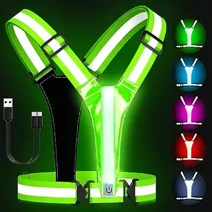 Rechargeable LED Reflective Running Vest – High-Visibility Outdoor Running Gear for Walking, Sports, and Cycling