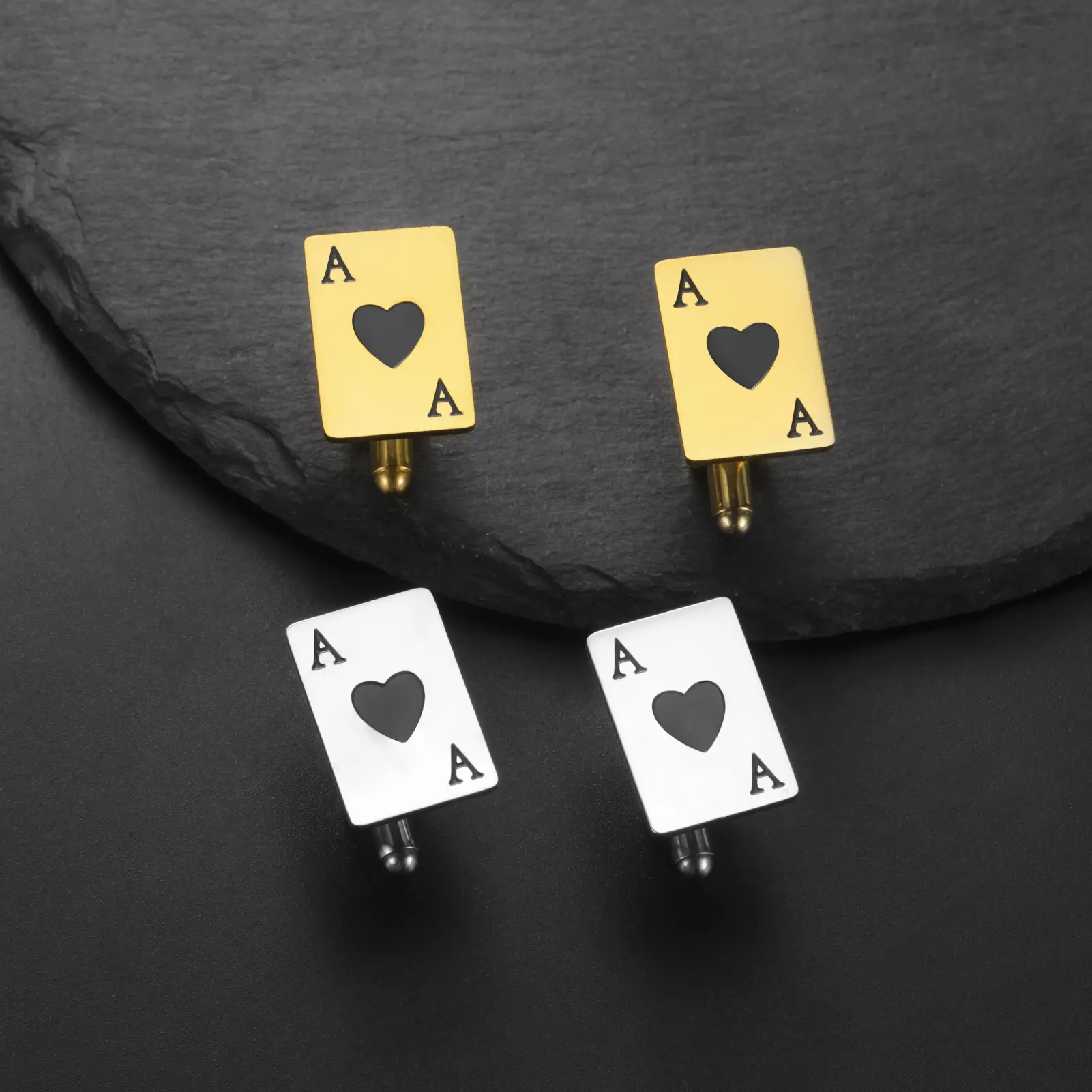 Cazador Poker Card Ace of Spades Cufflinks for Man Accessories Stainless Steel Shirt Cuff Button Wholesale Wedding Birthday Gift