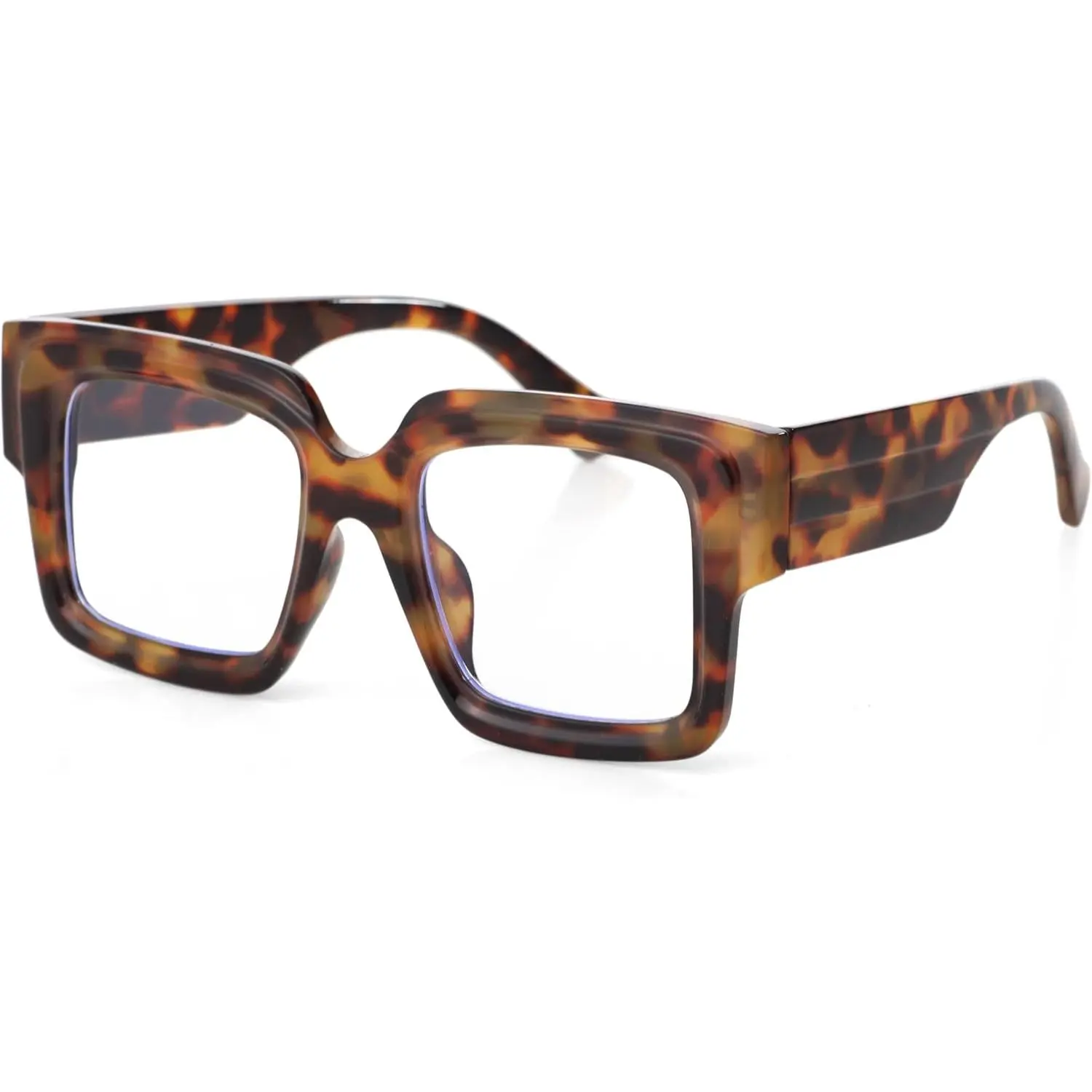 Square Blue Light Glasses for Women Men Chunky Big Frame Computer Eye Glasses Non-Prescription Eyewear