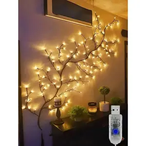 1pc 5.9ft/1.8m Artificial Tree Branch Lamp, Soft & Flexible Willow Branch Design, USB Powered, 8 Lighting Modes, Suitable For Indoor Living Room & Bedroom Decor, Atmosphere Lighting, Party, Birthday, Christmas Decoration