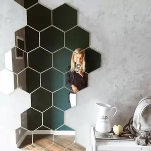 12-Piece Self-Adhesive Wall Mirrors, Hexagonal Acrylic Design, Waterproof & Moisture-Resistant, Ideal for Bathroom Decor, Non-Breakable