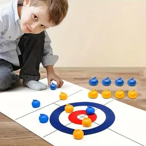 Family Entertainment Desktop Curling Game Set, Ideal Gift for Kids & Adults, Includes 8 Pucks, Perfect for Christmas Halloween Thanksgiving