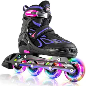Girls Adjustable Glitter Inline Skates, All Wheels Light Up, Suitable for Children, Men, Women, and Boys Fun Glitter Ice Skates