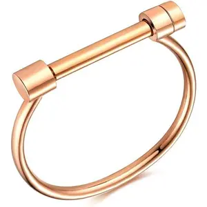 Cuff Bracelet Bangle Bar Screw Shackle Novelty High Polished Stainless Steel  For Men Women Unisex