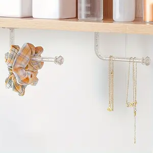 1Pc Multifunctional Clear Crystal Wall Mounted Hook - Perfect for Hanging Necklaces, Jewelry, Bangles, Bracelets, Watches & Keychains!