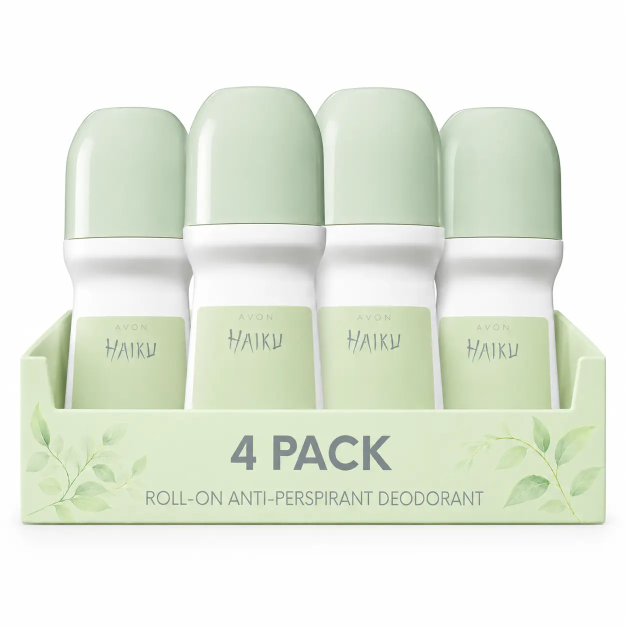 AVON Haiku Roll-On Antiperspirant Deodorant for Women, 2.6 fl oz (75 mL) Each | Pack of 4 | Fresh Floral Scent | Long-Lasting Wetness & Odor Protection