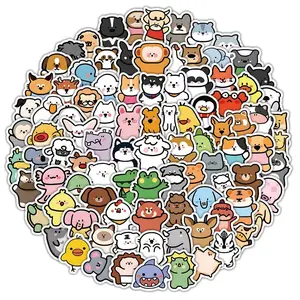 100PCS Cute Cartoon Mixed Animal Graffiti Adhesive Stickers Sticker Collage Pack for Bicycle Hand Account Pencil Case Decals Anime Worlds Store