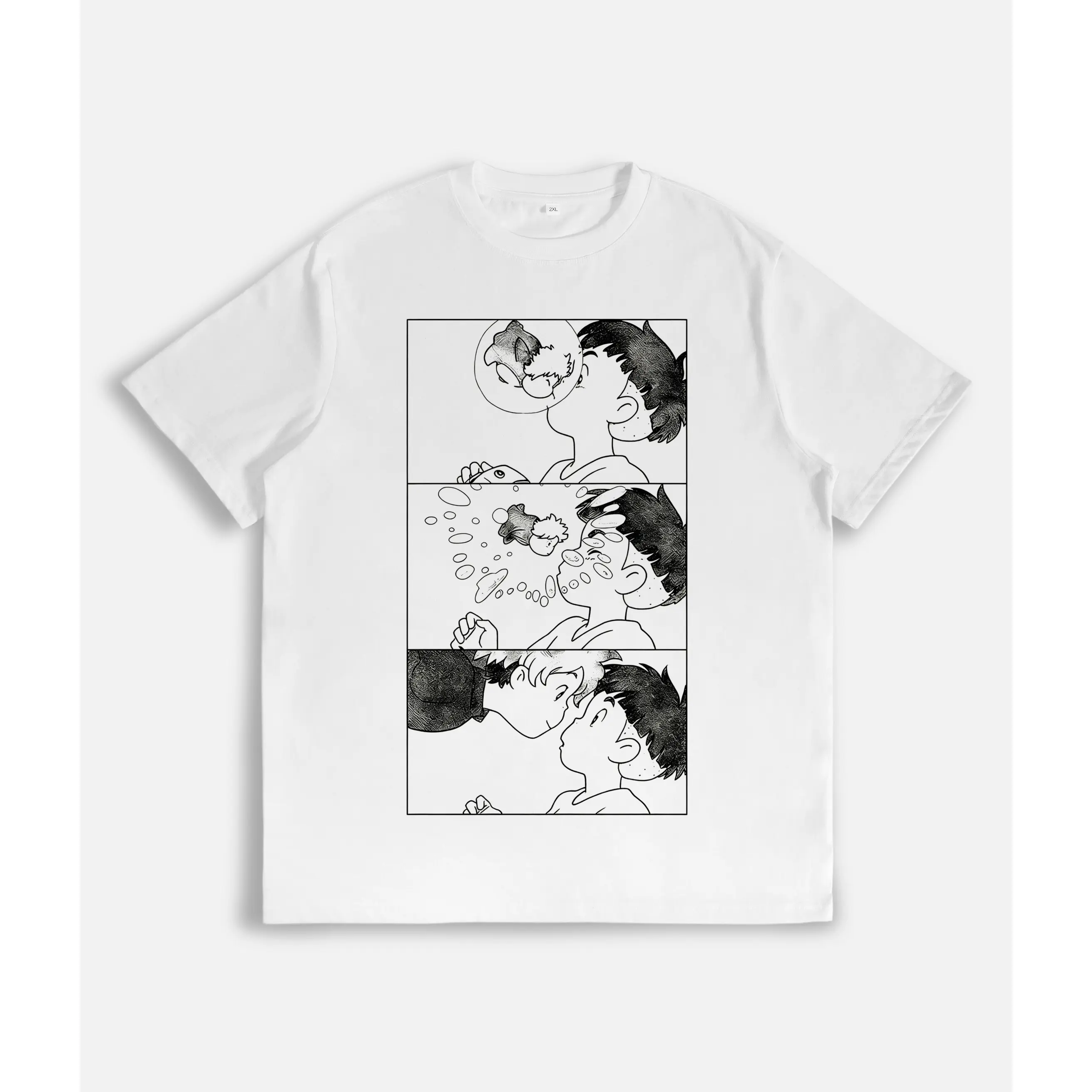 Valentine shirts Ponyo Shirt, Anime Shirt, Vintage T-Shirt, Crewneck Medium Cotton Short Slevee Casual Printed Summer Streetwear Tshirt