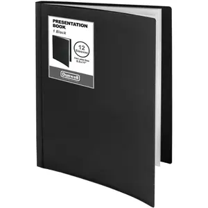 12-Pocket Binder with Clear Sleeves for 8.5 x 11 Papers, Black Presentation Folder Holds 24 Pages