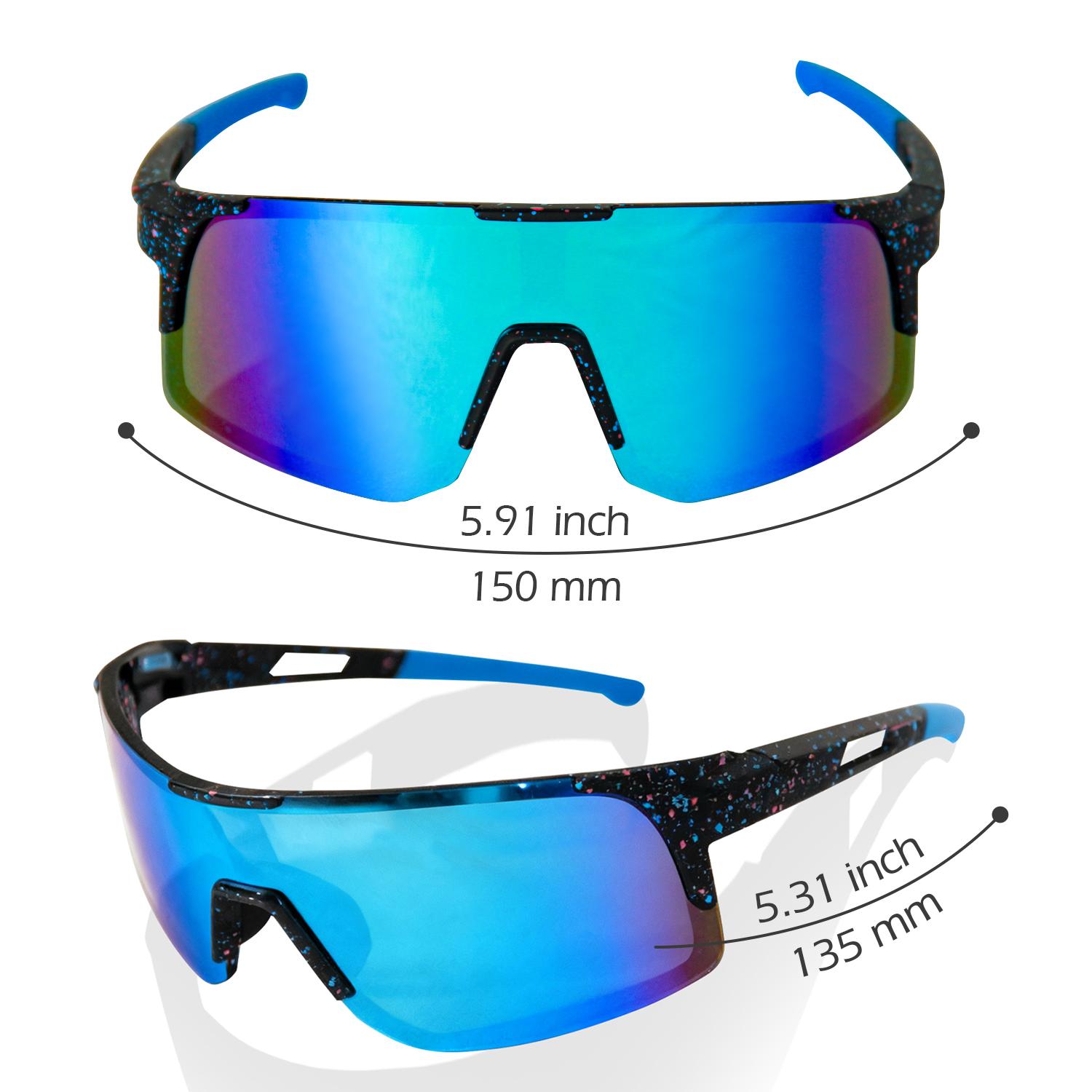 UV Blocking Sports Sunglasses for Men Women, Colorful Shield Lens, Baseball Cycling Glasses, UV400 Protection
