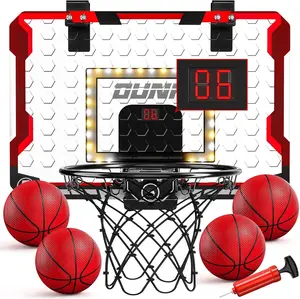 Kids Indoor Basketball Hoop with Digital Scoreboard | DUNI TEMI Door Mount Mini Hoop Set | 4 Balls Included | Gift Toy for Boys Ages 3-12
