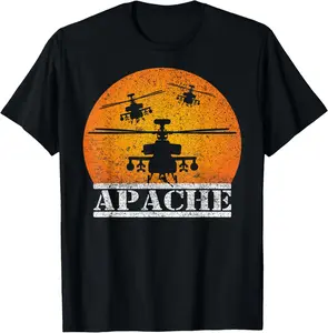 100%cotton Apache Helicopter AH64 Attack Helicopters Pilot Sunset T-Shirt