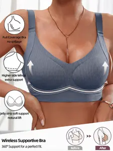 Bras for Women, Casual Supportive Wireless Push Up Bra Full Coverage No Underwire Seamless Plus Size Push Up Wireless Bralettes Soft Comfort Everyday Tshirt Bra Wireless Padded Bralette with Support, Comfy Everyday T-Shirt Bra No Underwire Fit