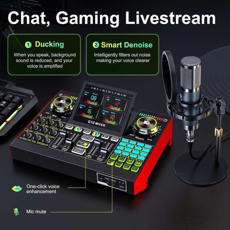 【Live Exclusive】 Tenlamp G10-P15 Mixing Sound Card Kit, customizable sound effects, two-level noise reduction, equipped with a condenser microphone, suitable for livestreaming, gaming, singing, podcasting, and more. #TikTokBlackFriday