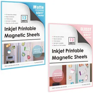 Sheets Printable Matte Paper 12 Sheets and Glossy Paper 12 Sheets 12mil Thick 8.5x 11 Inches for Inkjet Printers