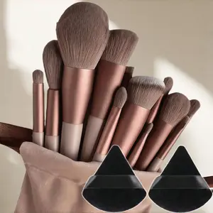 15pcs Makeup Brush Set, 13pcs + 2pcs Triangle, Soft Fluffy, Professional Cosmetics, Foundation, Eyeshadow, Blending, Beauty Tool, Brush Makeup Kit