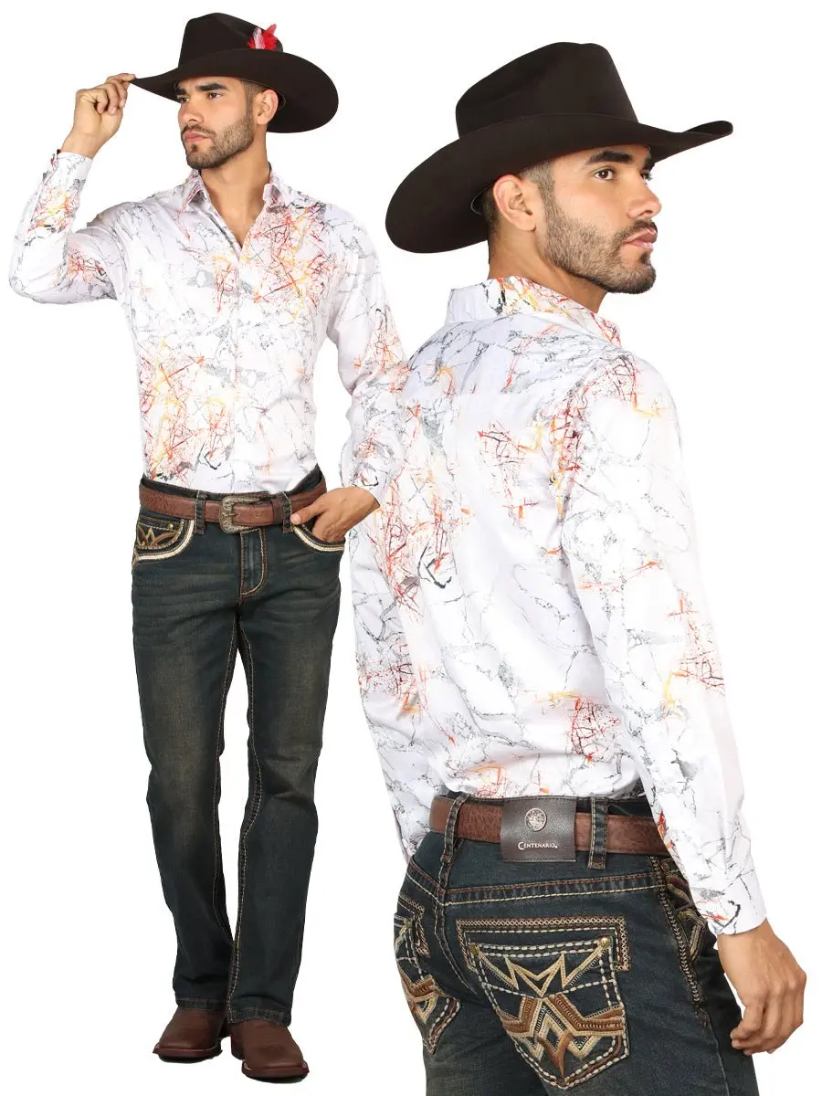Centenario Men's Tinted Brown Denim with Embroidered Details 45316