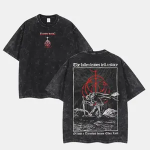 Elden Lord T-Shirt – Elden Ring Retro Washed Cotton Tee, High-Quality Unisex Graphic Top, Maliketh-Inspired Menswear, Perfect Men Gifts for Game Lovers graphic  tee