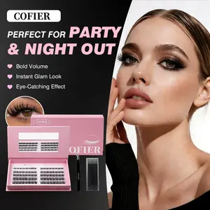 Cofier DIY Lash Kit No Glue Dramatic False Eyelashes Multi-Length Volume Lash Extensions with Tweezer Bold Full Look Long-Lasting Glam