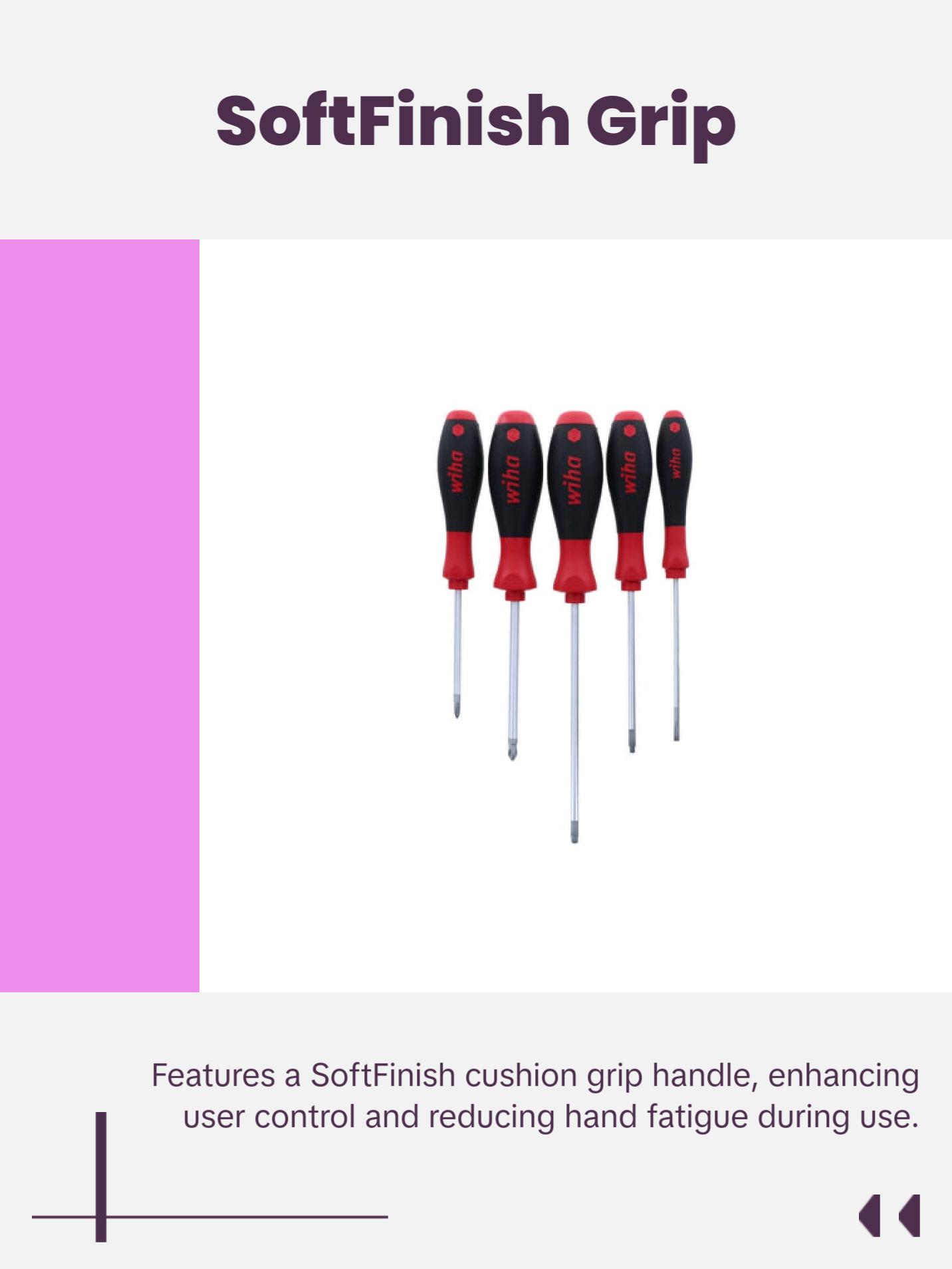 Wiha Tools 30286 5 Piece SoftFinish Slotted and Phillips and Square Screwdriver Set