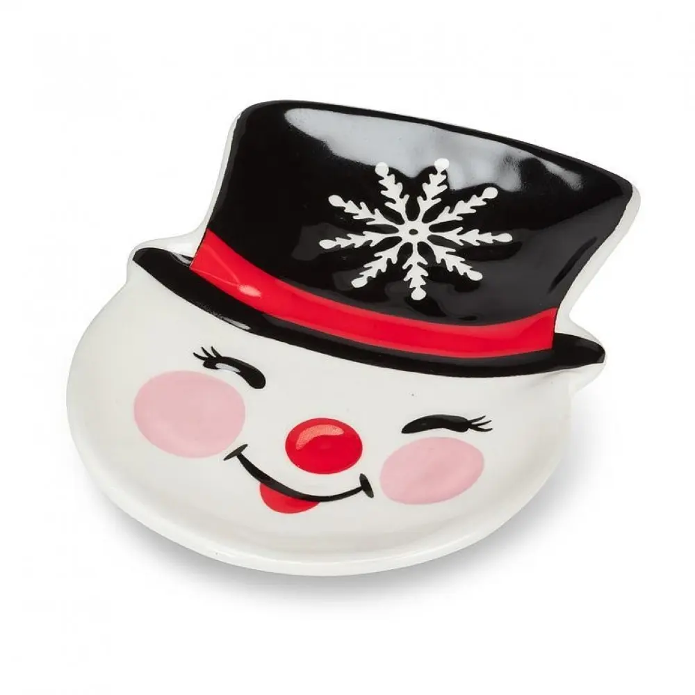 212 MAIN Ceramic Small Plate - AB-27-CHEERFUL-720 Happy Snowman Design Tableware for Kitchen Use