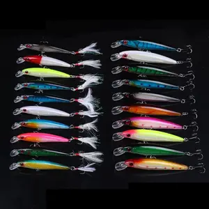 Mixed Color & Size Fishing Lure Set (20pcs), Artificial Fishing Bait with Hook, Fishing Accessories for Outdoor Fishing