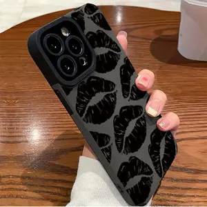 Black lip mark Boujee Matte Leather Case for iPhone 16 Pro Max/15/11 - Shockproof Flex, Lens Armor ,  Anti-Slip Grip, Shock resistant and dirt resistant