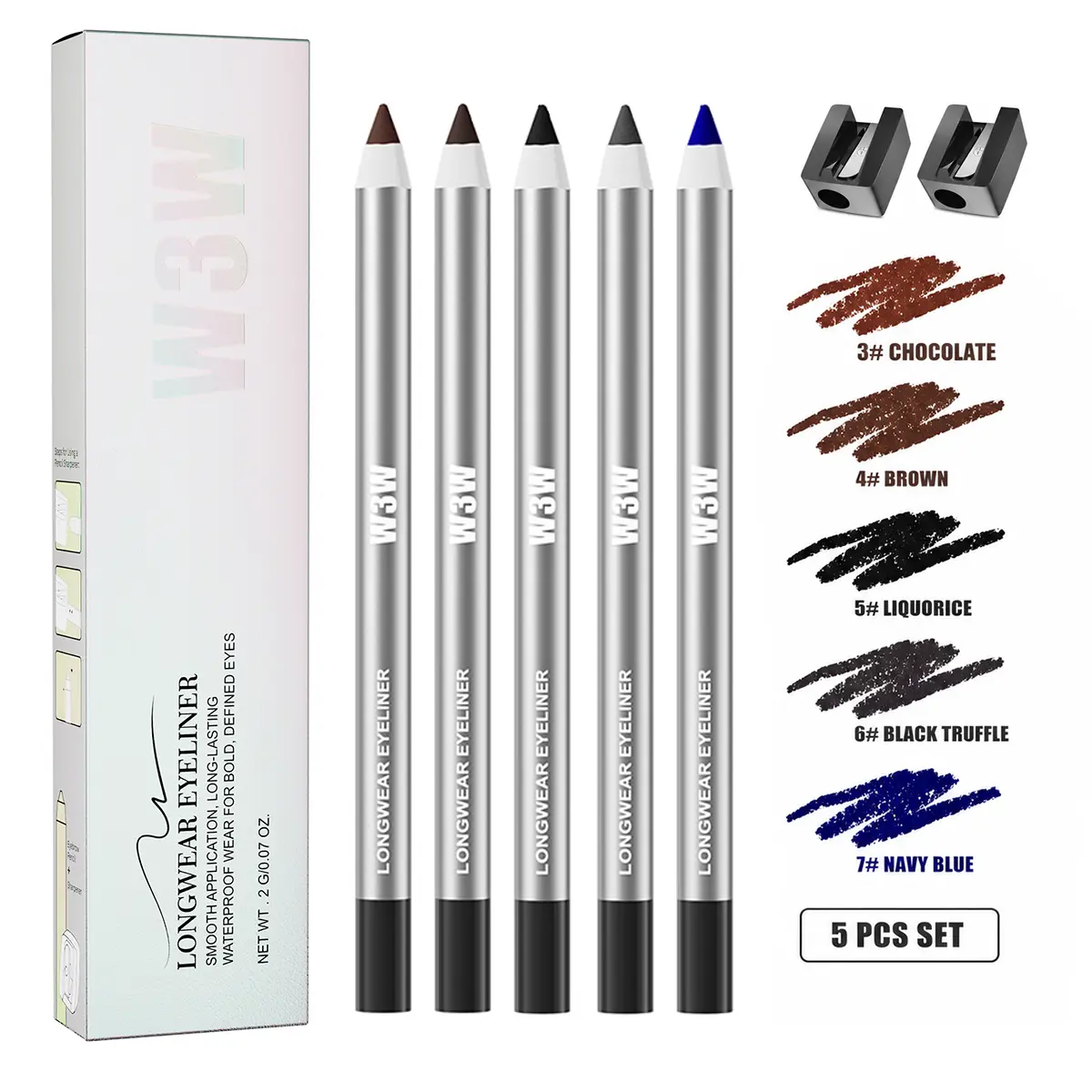 5PCS Waterproof Gel Eyeliner Pencil with Ultra Smooth Creamy Glide, Smudge Proof and Transfer Resistant Formula for Inner & Outer Lash Line Definition, Precision Winged Eye Makeup and Natural to Bold Everyday Beauty Looks.