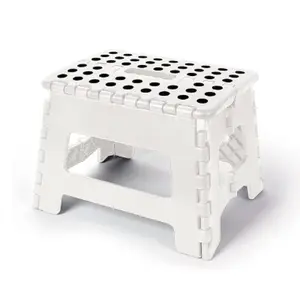 9" Folding Footstool | Lightweight Non-Slip Design | Foldable Footstool | 300 lb Capacity | White