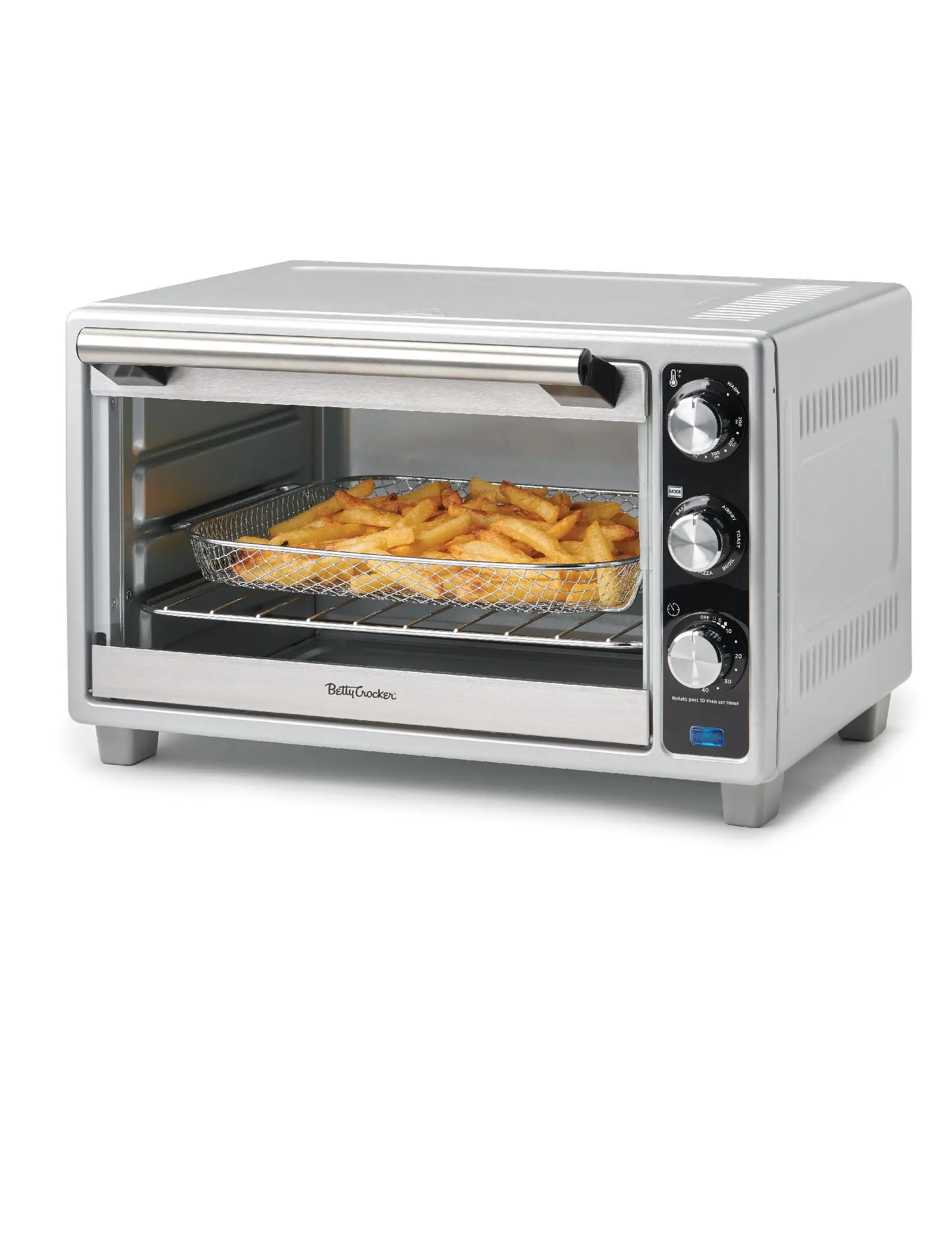 Betty Crocker Air Fryer Convection Toaster Oven, 0.7 Cu. Ft. 22-Liter Capacity, 7 Function Convection Oven with Pizza, Bagel, Roast, Bake & Keep Warm Settings, 1500 Watts