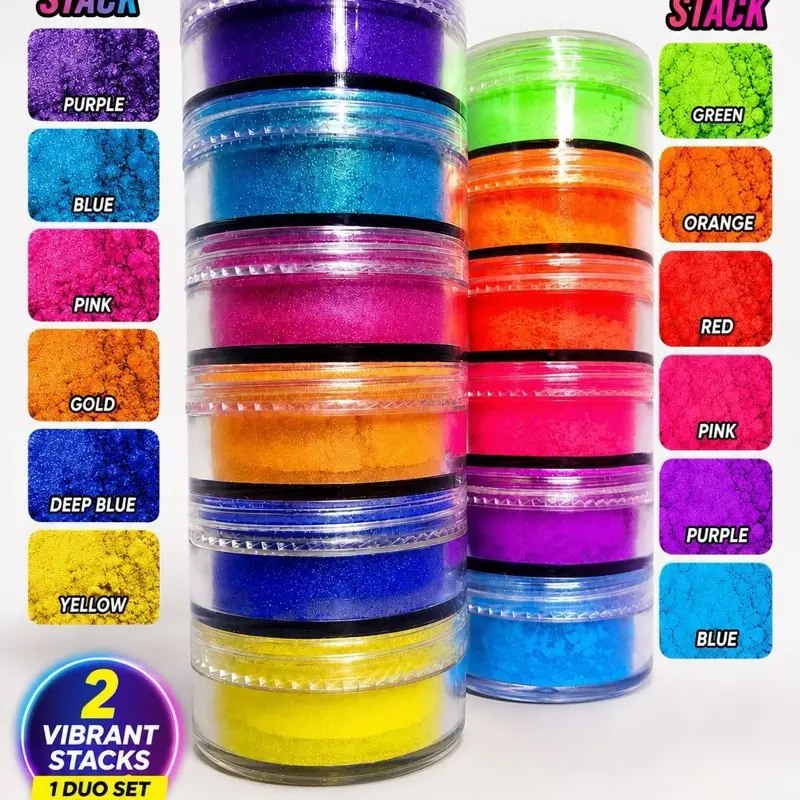 Neon Loose Pigment Duo Stack | 100% Pure Mica | Vegan Shimmer Eyeshadow | 5g