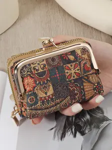 Women's Boho Style Patchwork Pattern Card Holder, Casual Card Holder, Large Capacity Multi Card Holder, Zipper Card Holder, Coin Pack, Credit Card Holder, Card Organizer