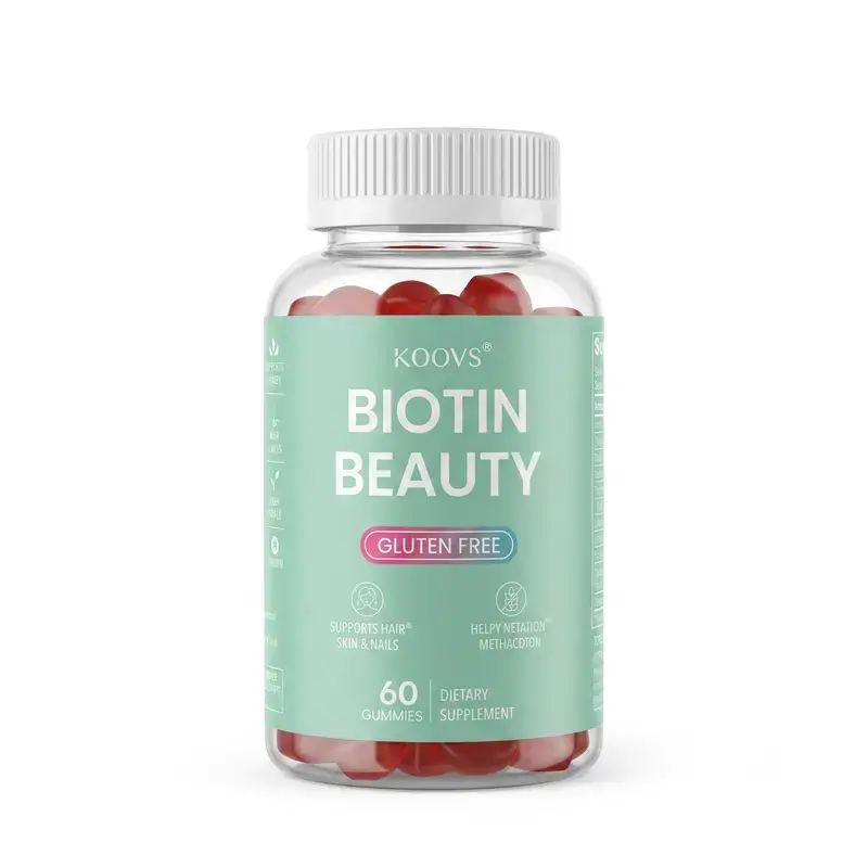 KOOVS Biotin Gummies 5000 mcg – Vegan Hair, Skin & Nail Vitamins with Vitamin C, Vitamin E & Zinc, Delicious Wild Berry Chewable Gummies, 60 Count Beauty Supplement for Daily Wellness