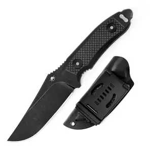 KLAKEN Z012 DUSKHORN, D2 Black Blade With Carbon Fiber+G10 handle Hunting Camping Survival Fixed Blade Knife