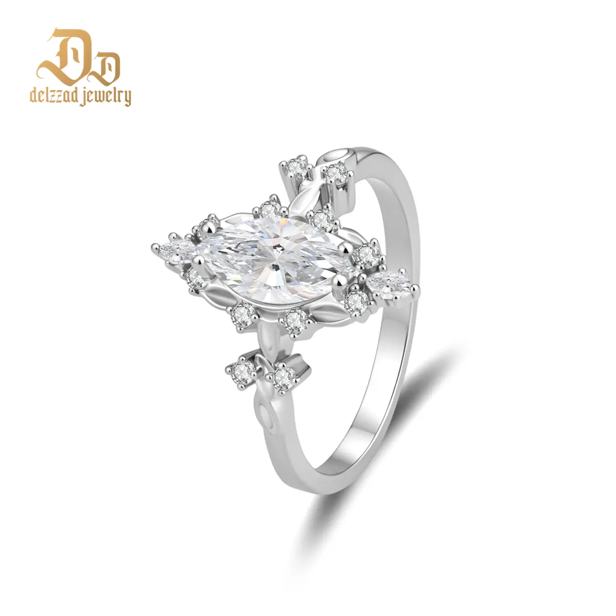Delzzad 1.2ct The Duchess Heirloom Ring Vintage Briar Halo Ring Band VVS Synthetic Moissanite Ring Jewelry Copper Band Perfect Birthday Engagement Wedding Anniversary Christmas Valentine's Day Mother's Day Gift