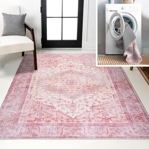 JONATHAN Y Alacati Ogee Medallion Machine-Washable Area Rug