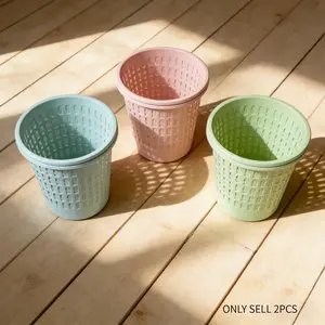 2-Pack Multicolor Cylinder Trash Cans, Nordic Style Creative Hollow Design, Space Saving, Breathable, Easy Fit for Kitchen Living Room Bathroom Bedroom