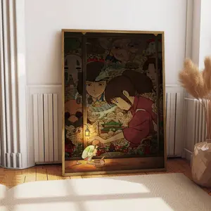 Room Decor, Away Print Studio Ghibli Decor Gift Unframed, Away Poster Moving Castle My Neighbor Princess Calcifer