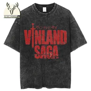 VINLAND SAGA Manga T Shirt For Men Women Tshirt Washed Cotton T-shirt Clothing Summer Short Sleeve O-Neck Tees Streetwear