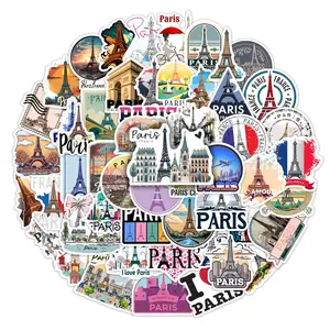 55pcs Paris Themed Stickers Pack, Waterproof Vintage Parisian Eiffel Tower & Landmark Decals for Laptop, Water Bottle, Journal & Scrapbook, Paris Lover Gift, Sticker Packs