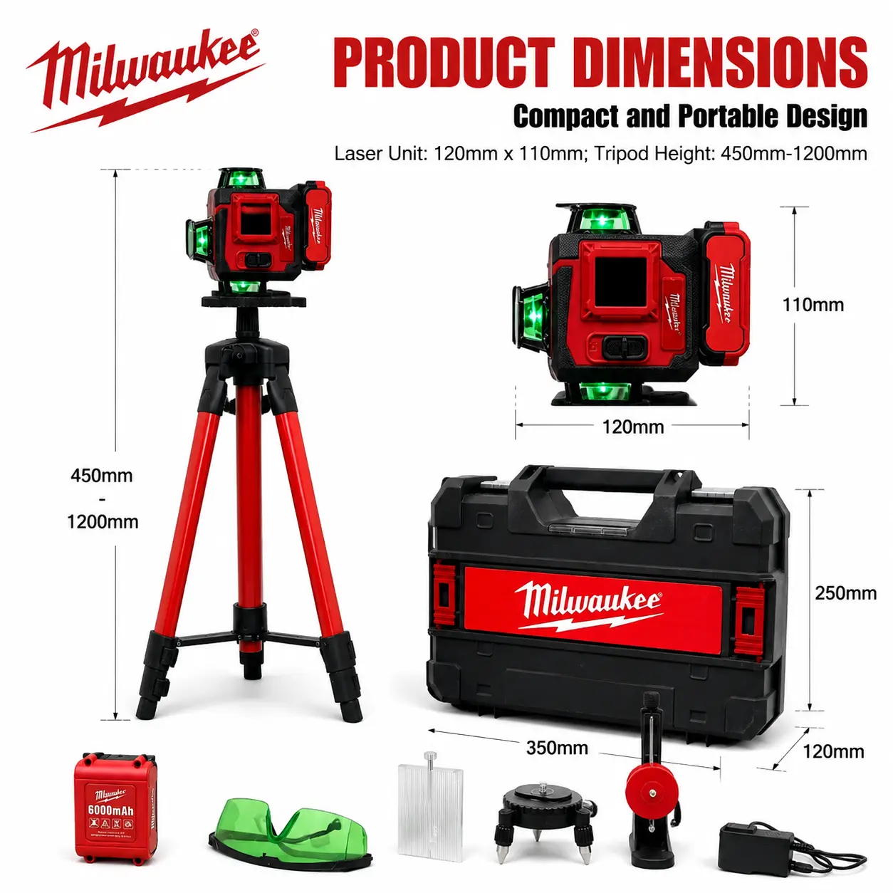 Milwaukee 16-Line Green Laser Level - Self-Leveling Electronic Laser Measuring Tool, Ideal for Construction & Renovation Tasks, Includes Morflex Simpson Socket Ratchet, Multifunctional Wrench Tool Accessory Set, Lazer Level