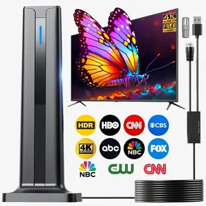 Supports 4K & 1080P TV Antenna, over 80 Miles Long Distance Indoor HD Digital Antenna, Enhances Smart TV Signal, Clear Channel Reception