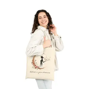 Believe in Your Dreams Cotton Canvas Tote Bag - Eco-Friendly Shopping, Reusable, Gift for Her, Motivational Bag
