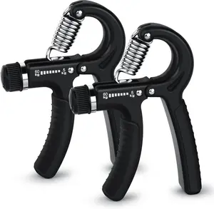 2 Pcs Hand Grip Strengthener Exerciser Hand Workout Squeezer, Adjustable Resistance 11-132 lbs Forearm Exerciser (5-60kg), Finger Stretcher for Home Gym Athlete Muscle Building and Hand Rehabilitation Exercising (Black)